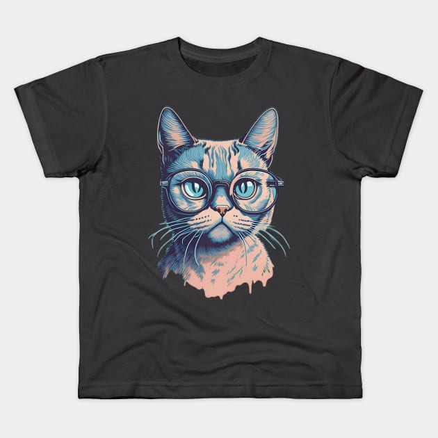 funny cat Kids T-Shirt by Mahmoud